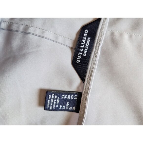 Lands End Outfitters Womens Beige Long Sleeve Blouse Tie Cuff Detail Size 12 - Picture 3 of 6